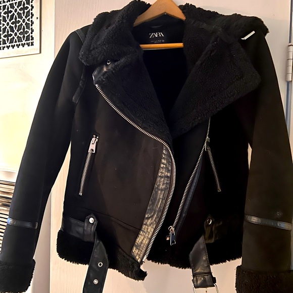 Zara suede moto jacket medium - Picture 3 of 8